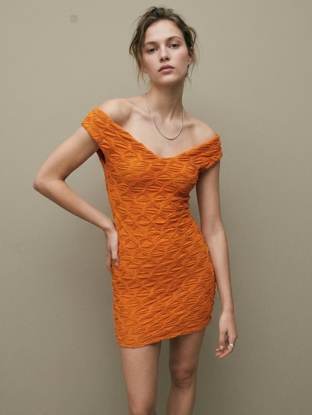 Zara Textured Off-the-Shoulder Mini Dress